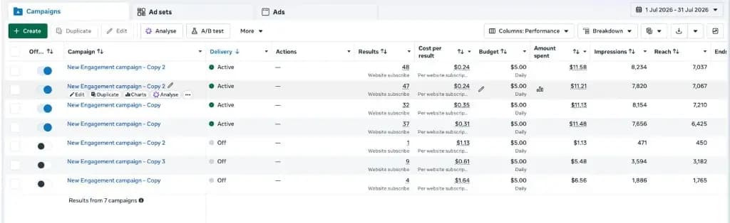 July Multi-Campaign Stack